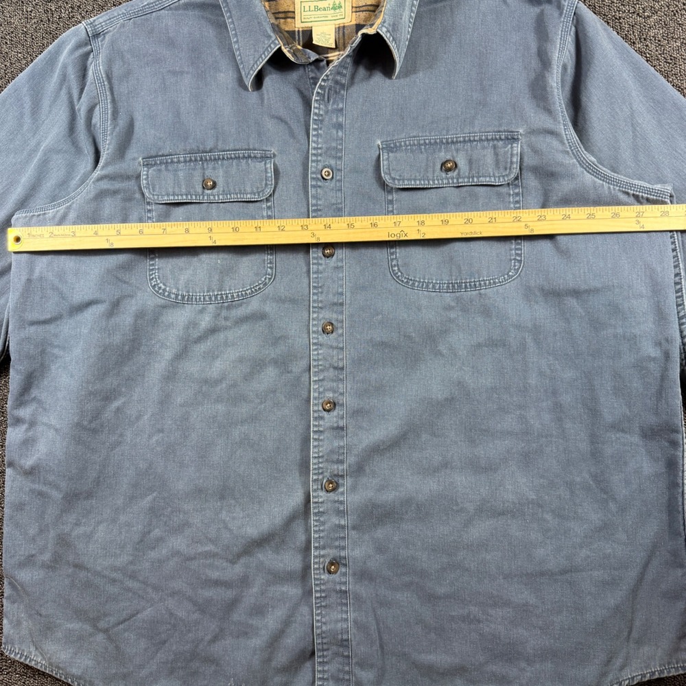 L.L. Bean Men's 2XL Flannel Lined Hurricane Work Shirt Jacket Light Blue Shacket - Picture 6 of 8